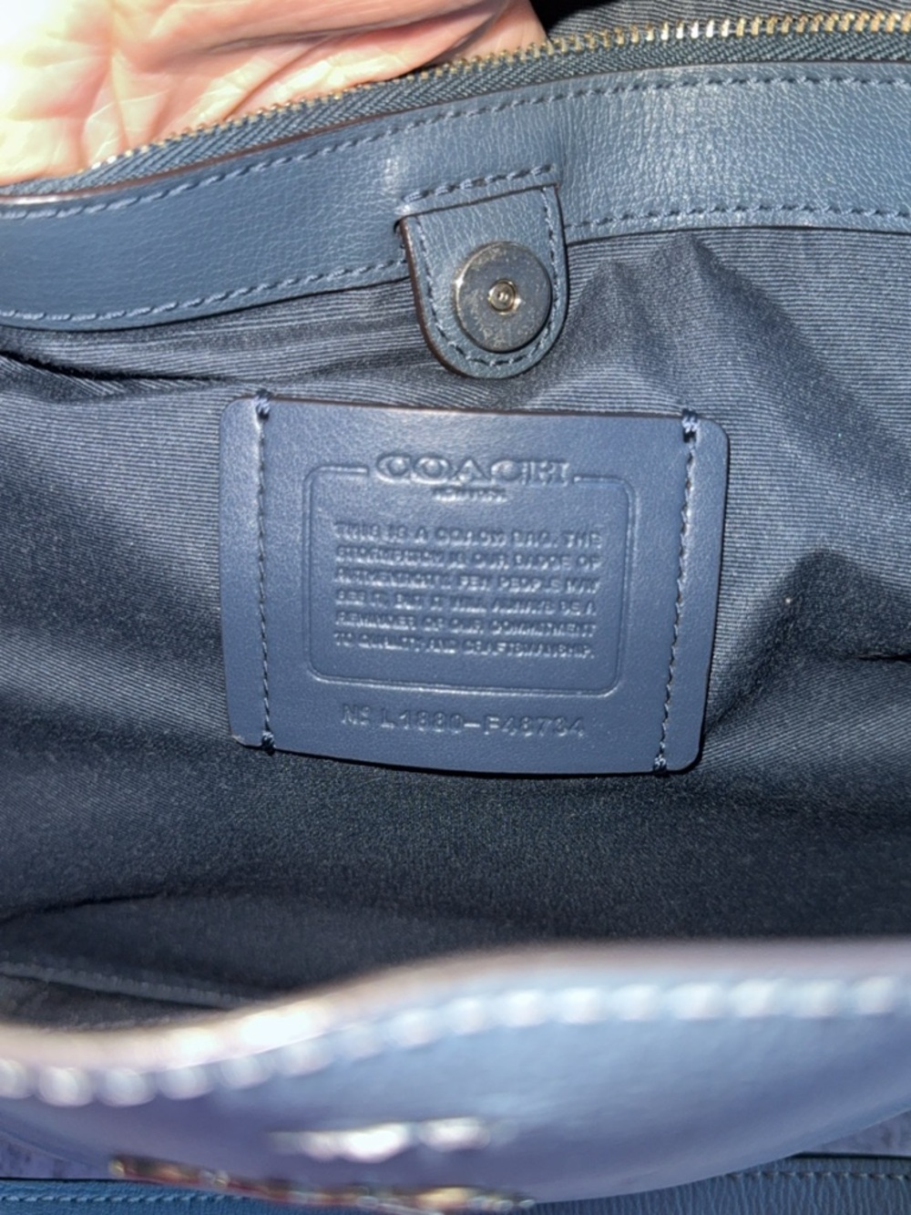 Coach Slate Blue Leather Tote with Gold Hardware - Picture 4 of 6